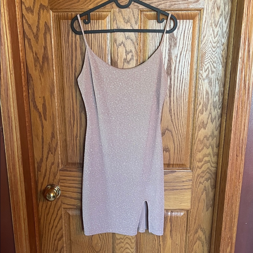 Windsor Sparkling Tan Mini Dress